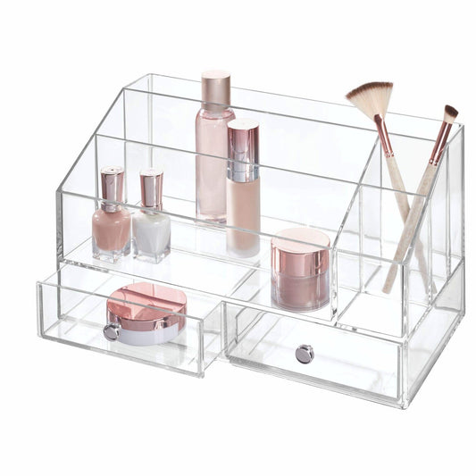 Plastic Tiered Divided Cosmetic Organizer with Drawers