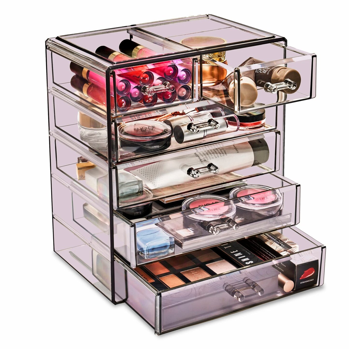 Acrylic Makeup Organizer with 4 Large and 2 Small Drawers