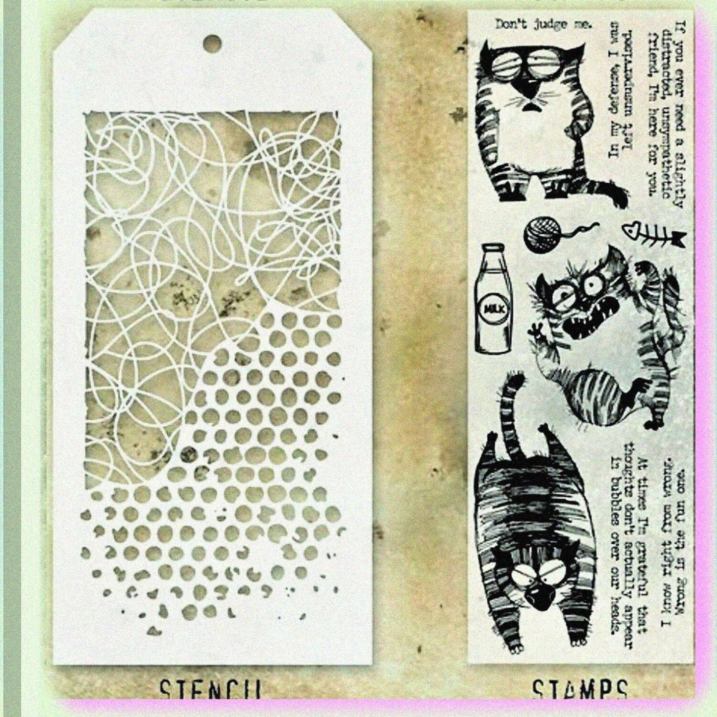 Doodle Dots and Flat Cats Mixed Media Stamp Set