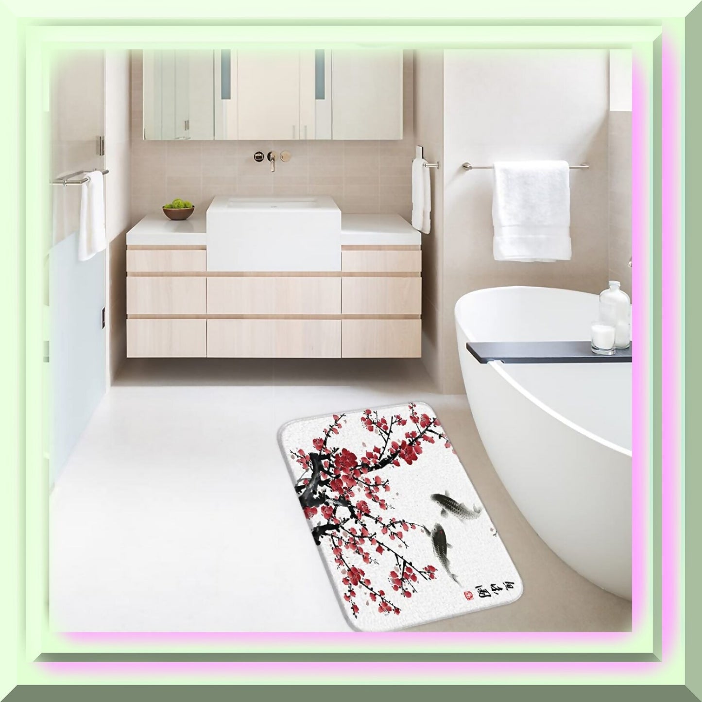 Cherry Blossoms Bath Mat 17.7 x 29.5 Inch