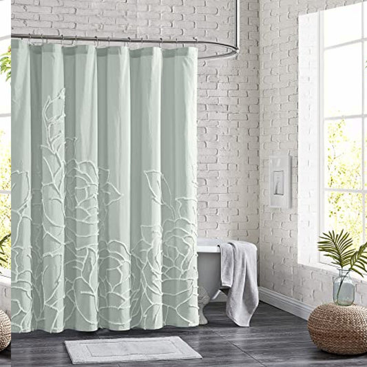 Cotton Fabric Shower Curtain 72x72 Inches Green
