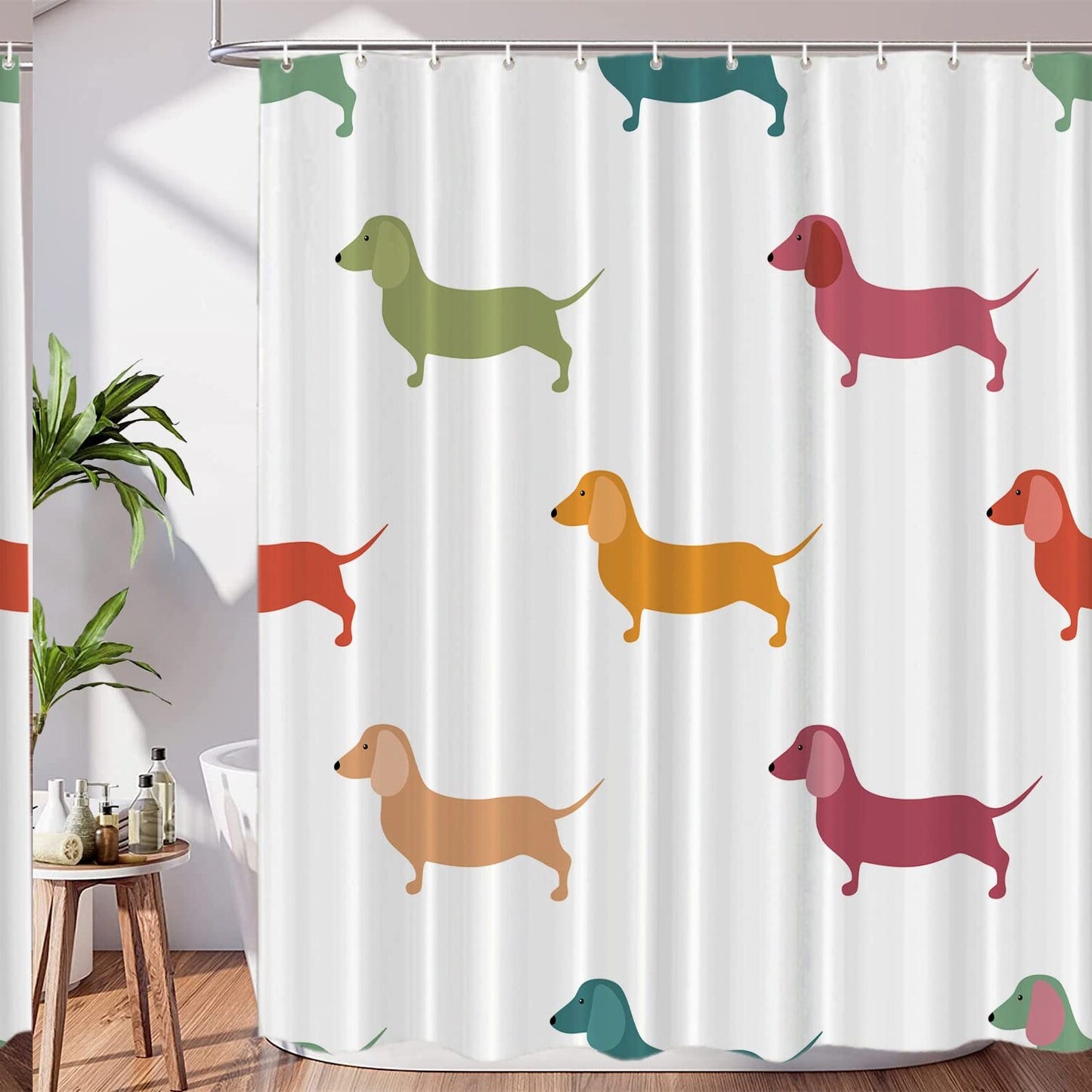 Dachshund Decor Shower Curtain Set 72x72 Inch