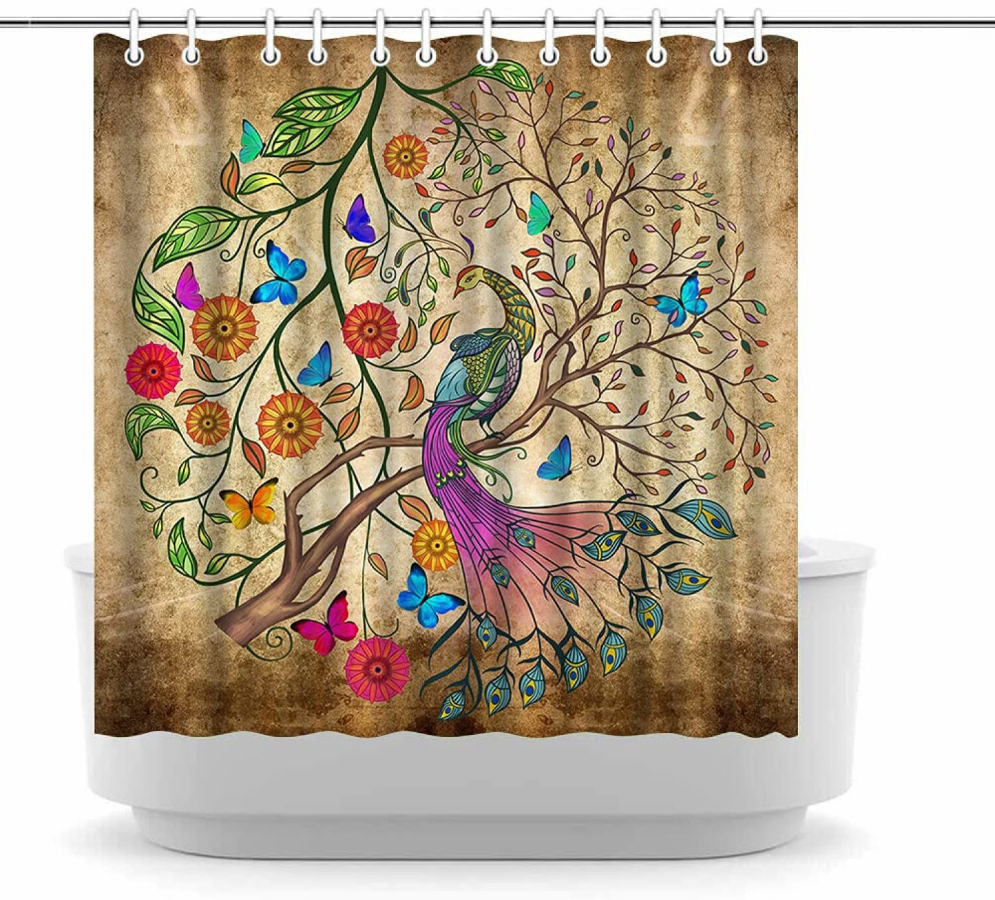 Peacock Shower Curtain 72x72 Inches