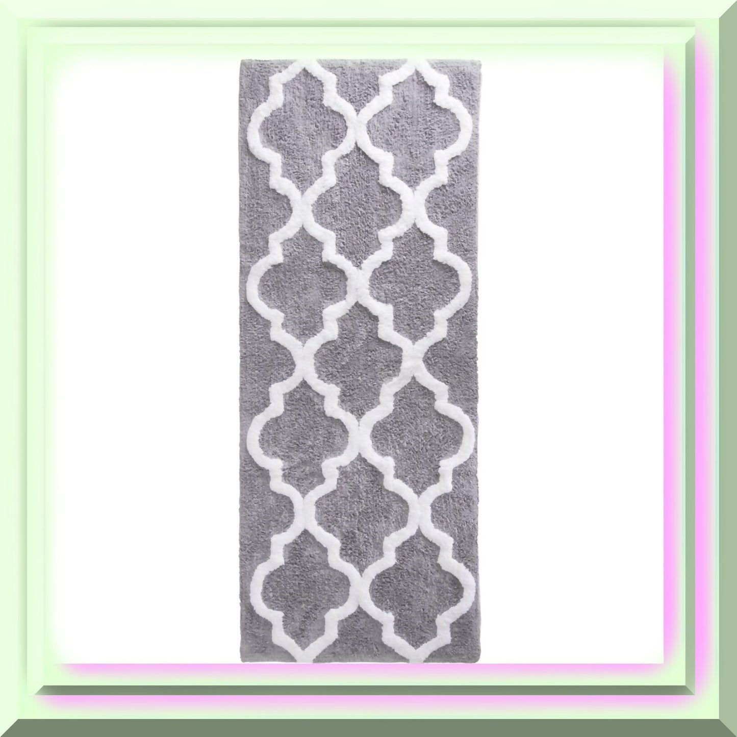 100% Cotton Trellis Bathroom Mat 24x60 Inches Silver