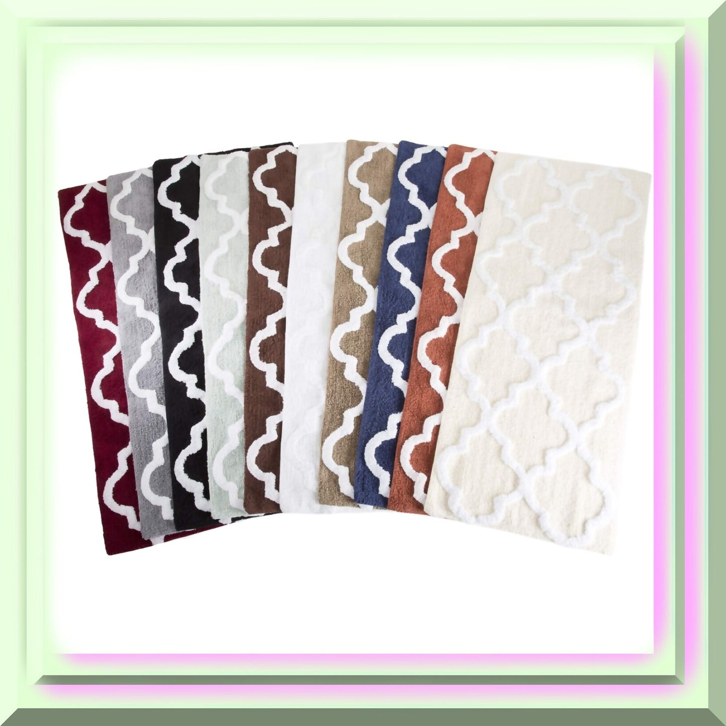 100% Cotton Trellis Bathroom Mat 24x60 Inches Silver