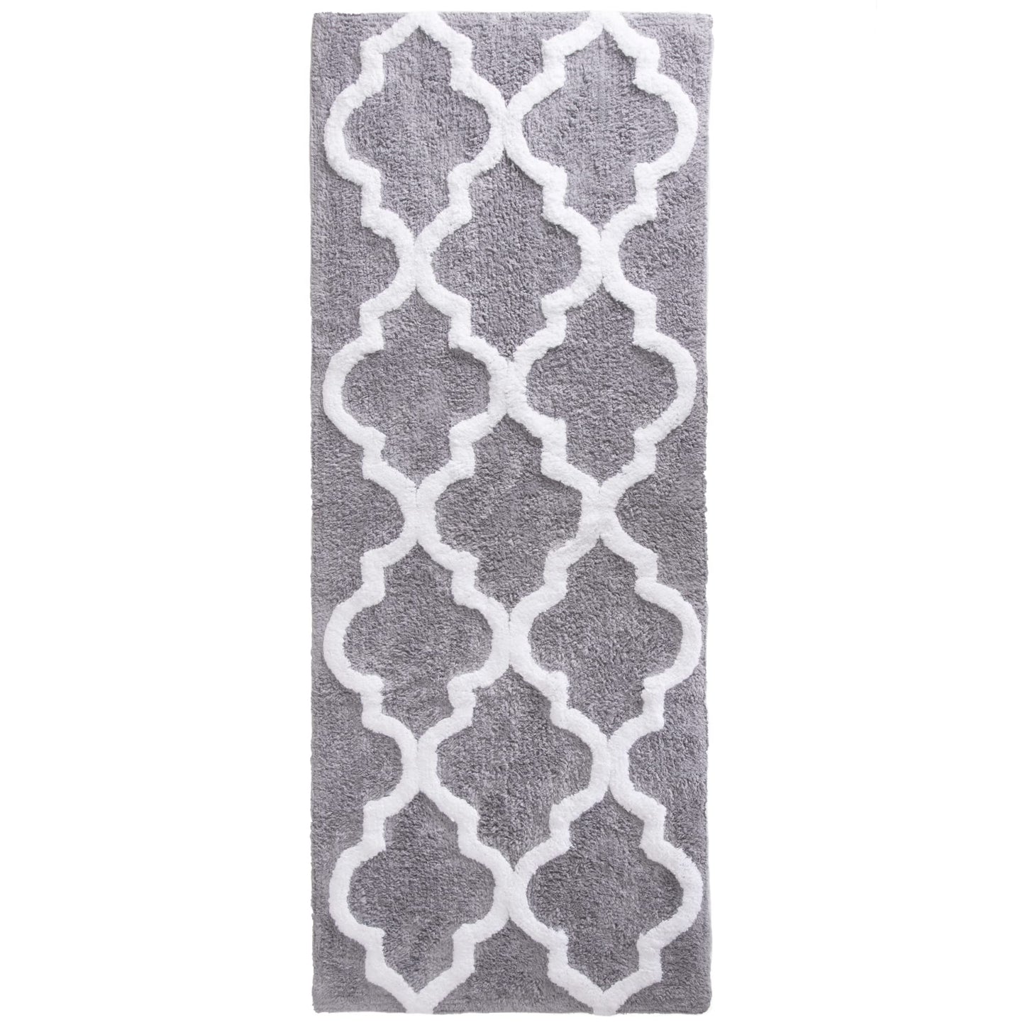 100% Cotton Trellis Bathroom Mat 24x60 Inches Silver