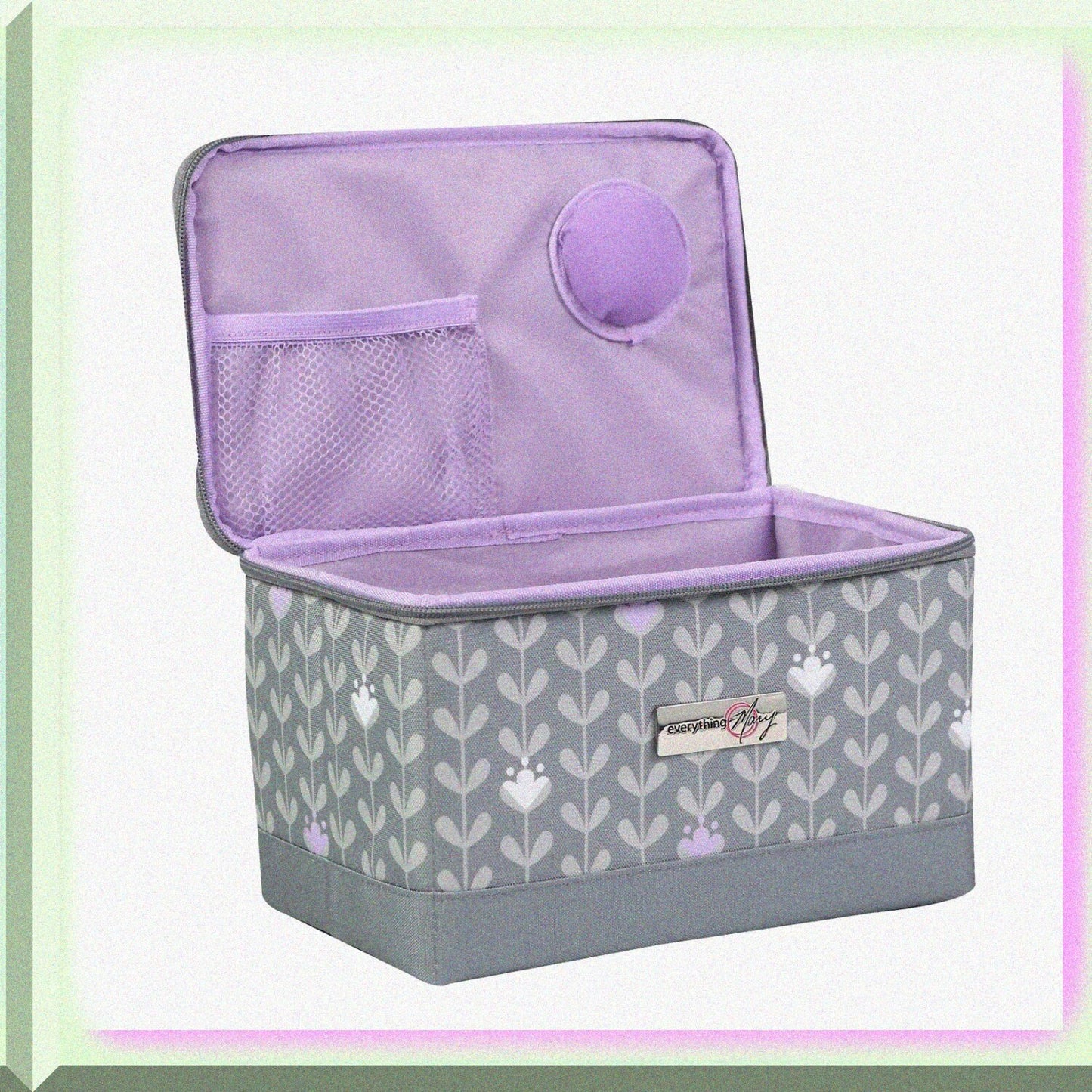 Purple Sewing Kit Organizer Box with Storage Pocket