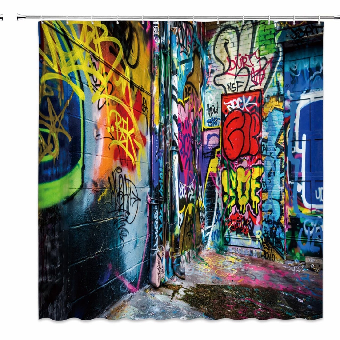 Colorful Graffiti Shower Curtain 70x70 Inches