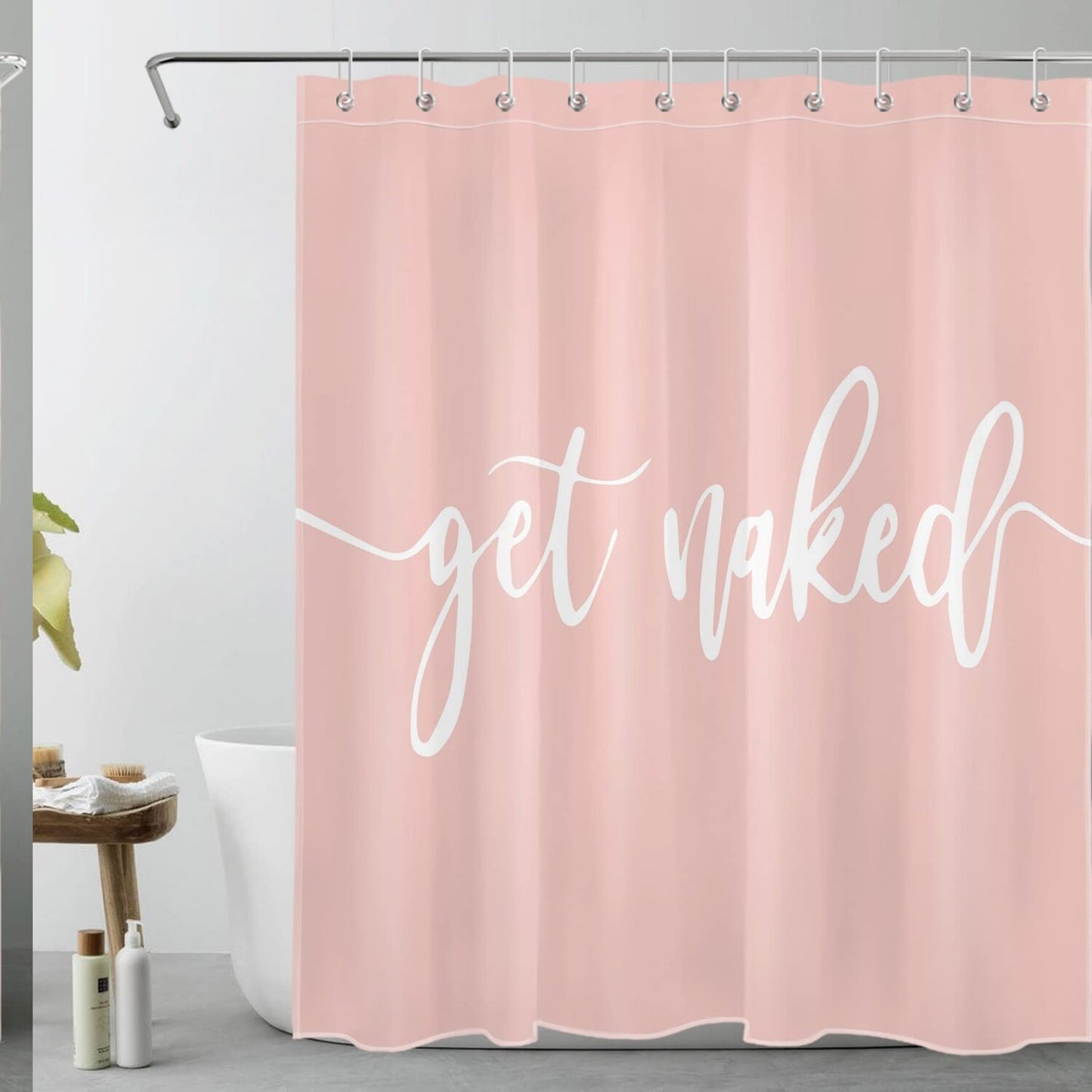 Get Naked Shower Curtain White Pink 60x72 inch