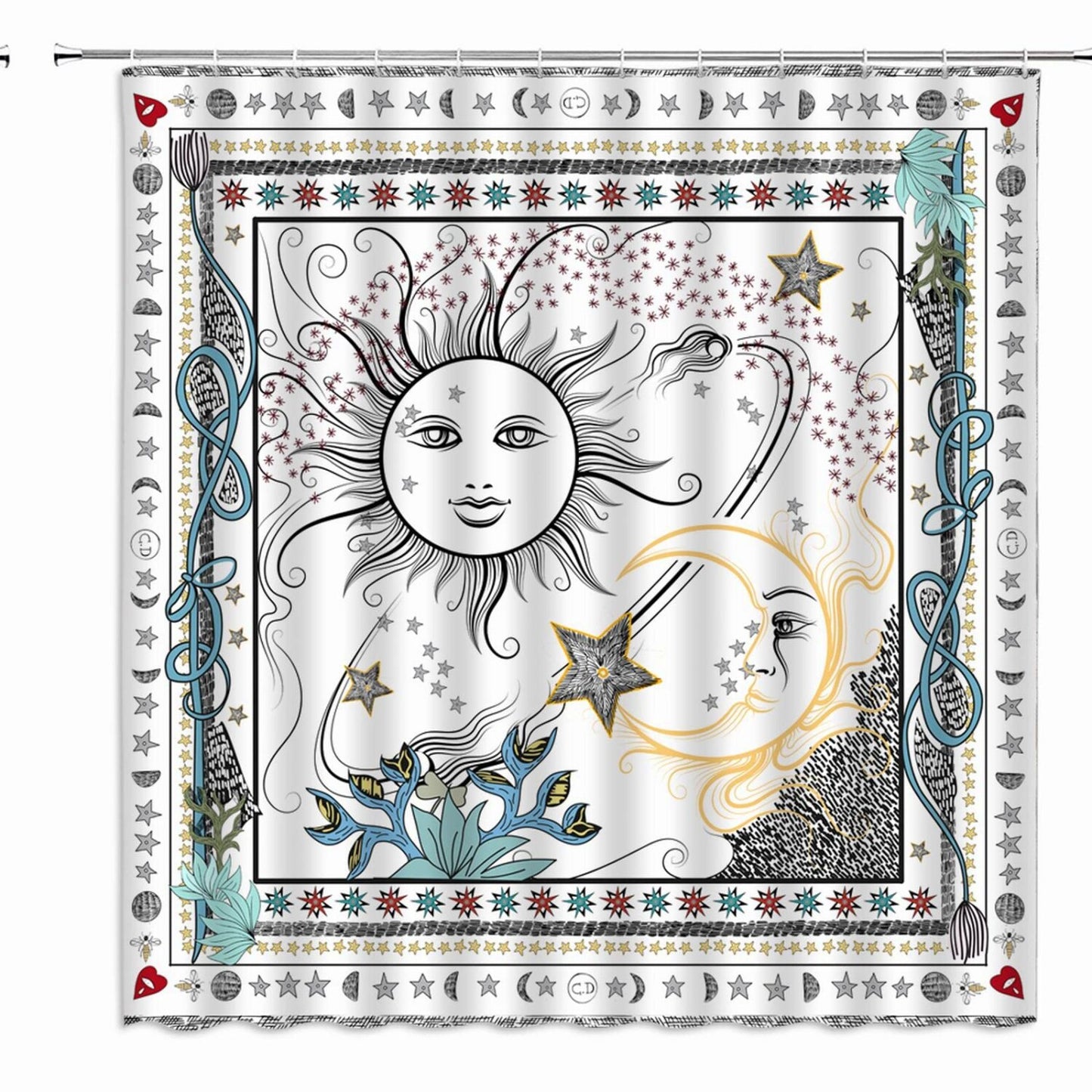 Sun and Moon Starry Sky Shower Curtain 70" x 70"