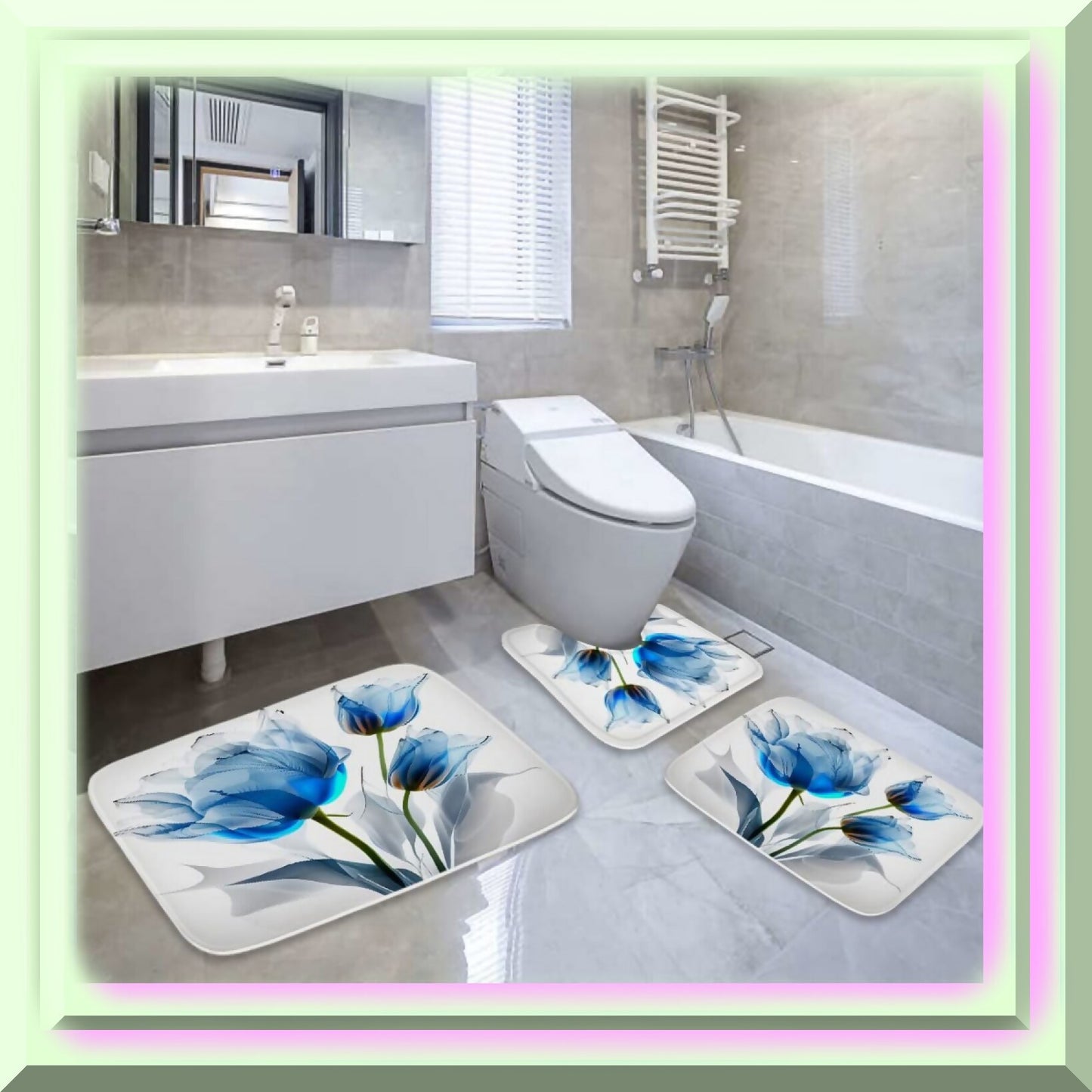 Tulip Flower Art Bathroom Rugs 3-Piece Set