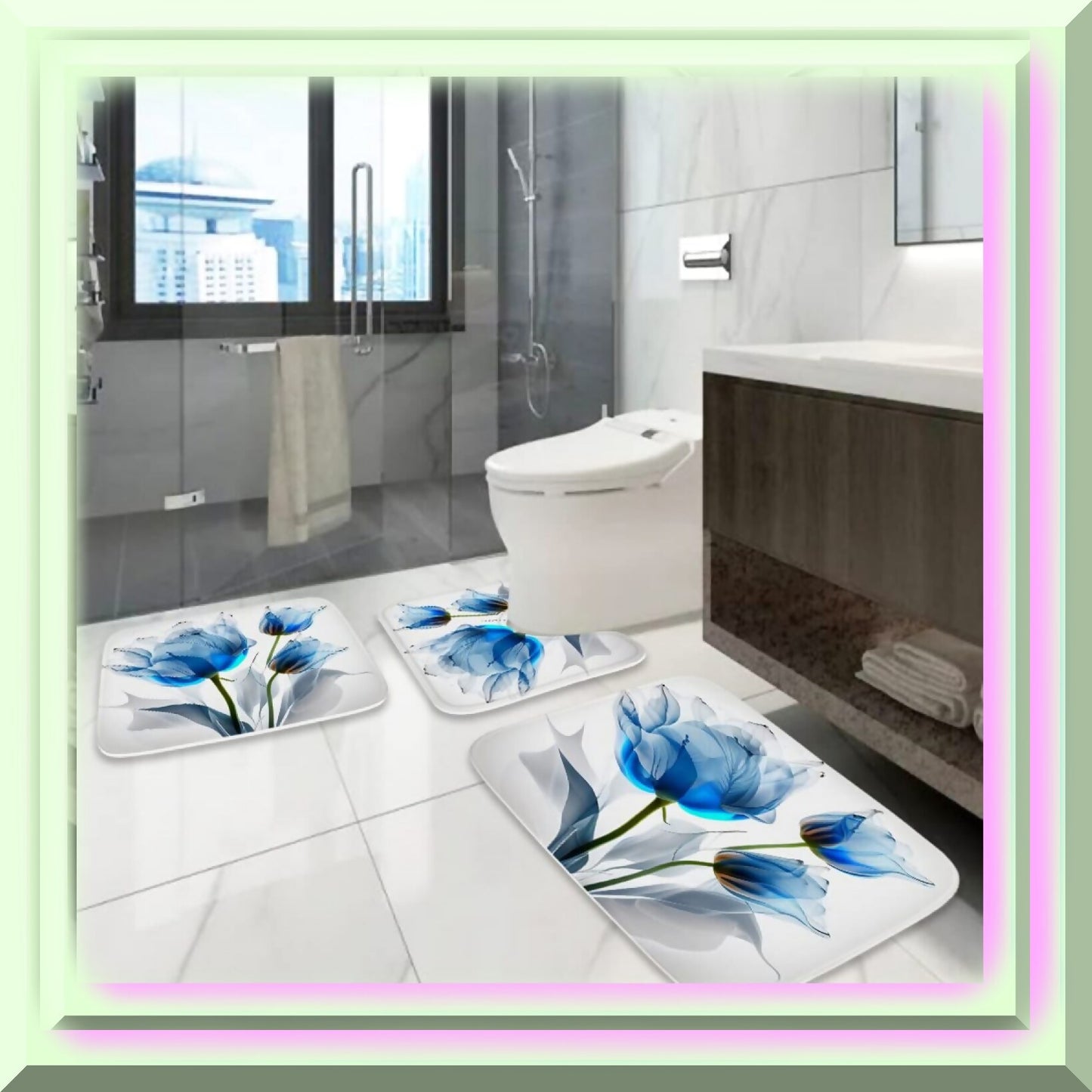 Tulip Flower Art Bathroom Rugs 3-Piece Set