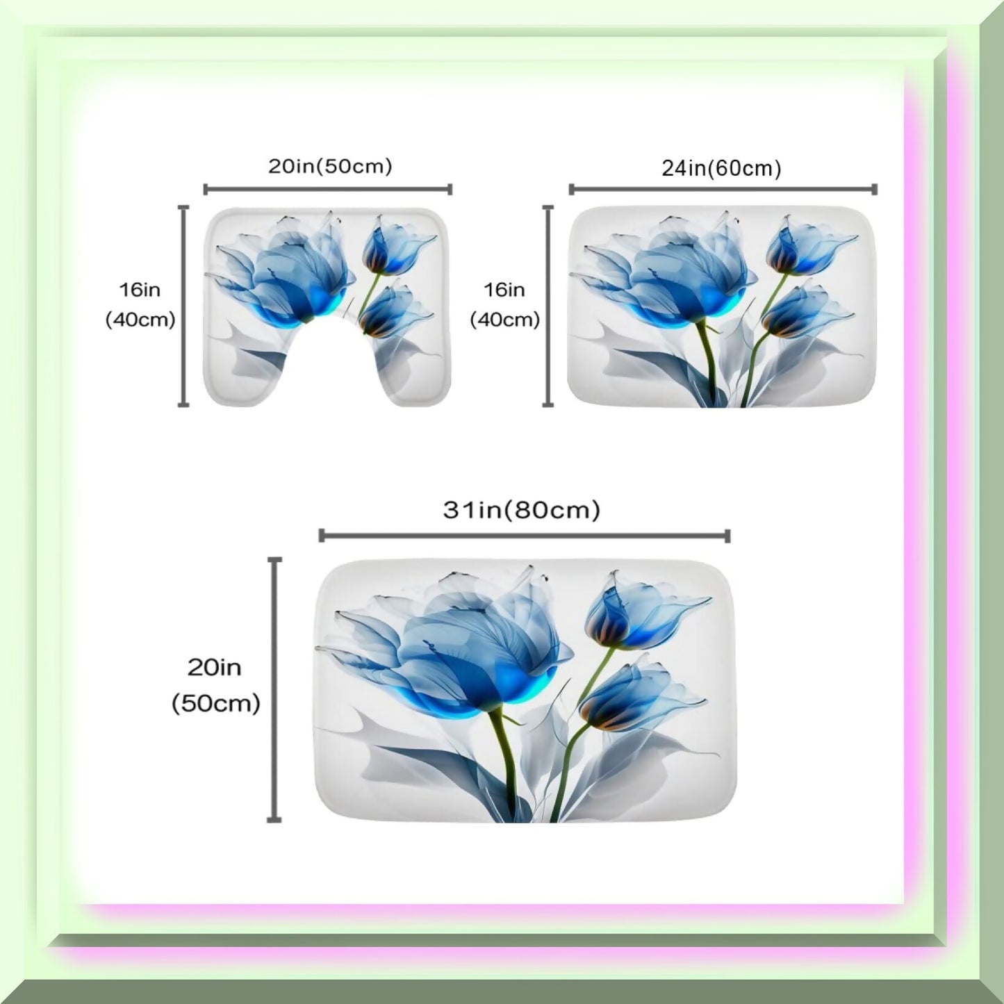 Tulip Flower Art Bathroom Rugs 3-Piece Set