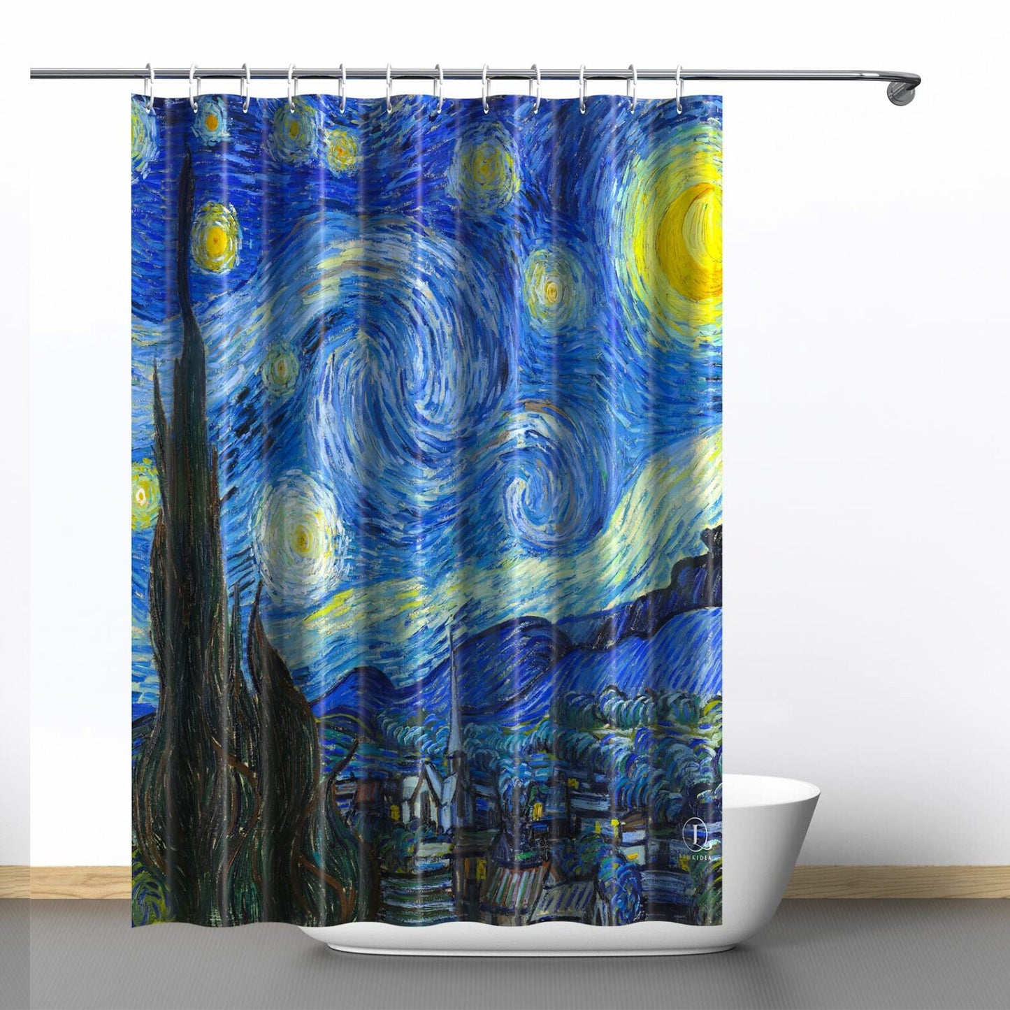 Starry Night Bathroom Shower Curtain 72" x 72"
