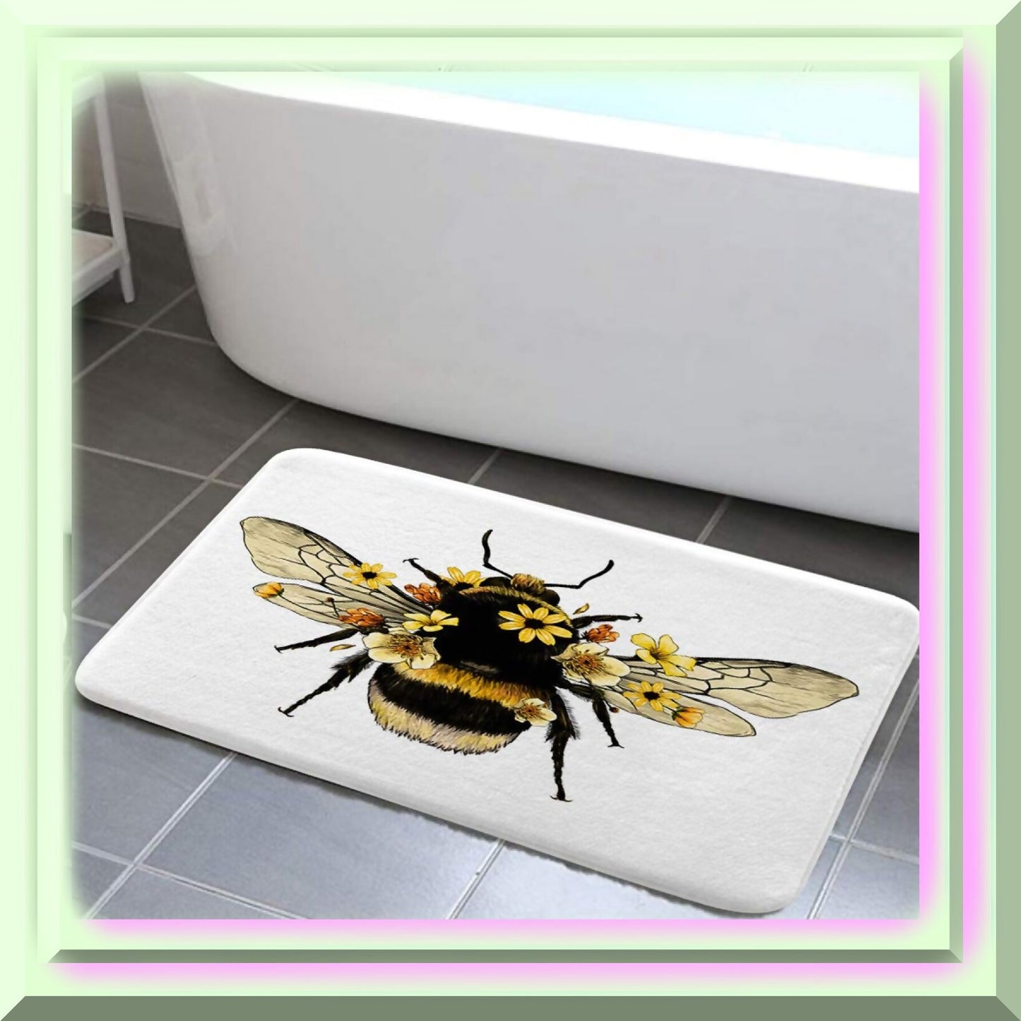 Wild Animals Bee Daisy Bathroom Rug 17x29