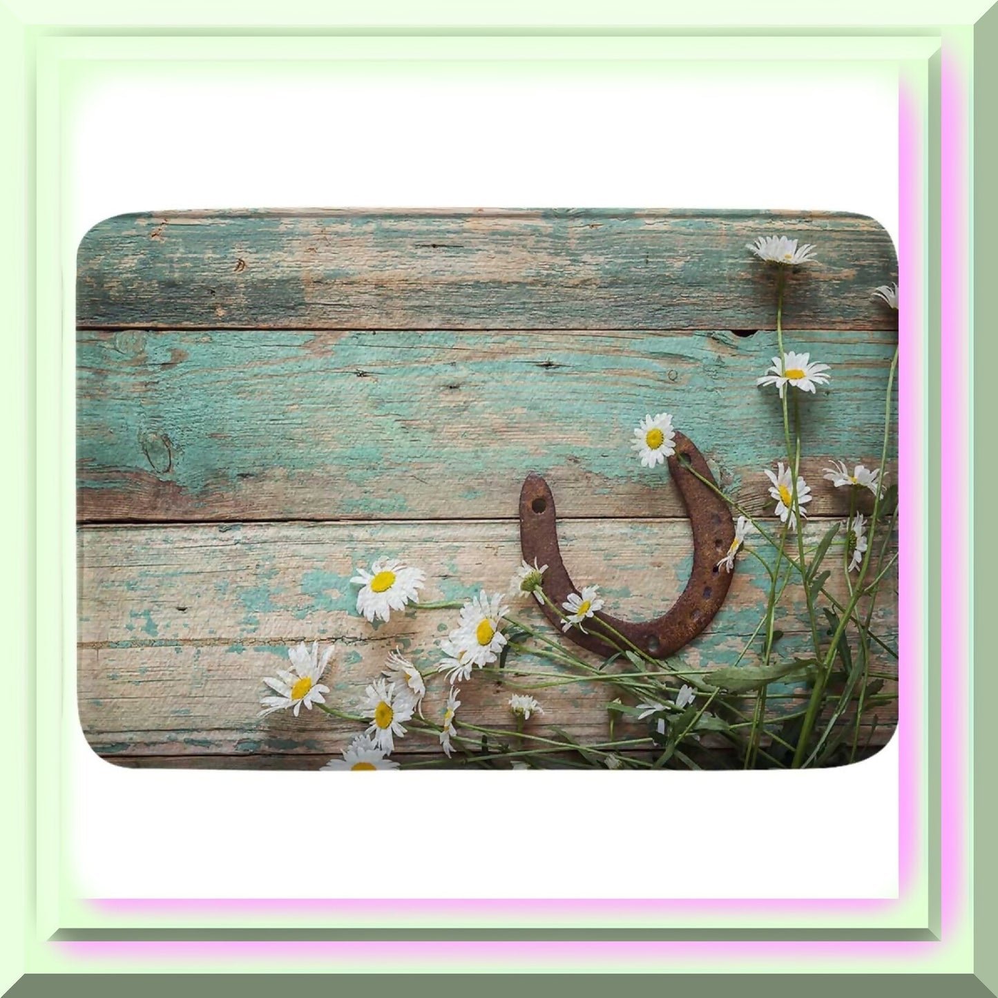 Western Horseshoe Daisy Bathroom Rug 17x29 Inches