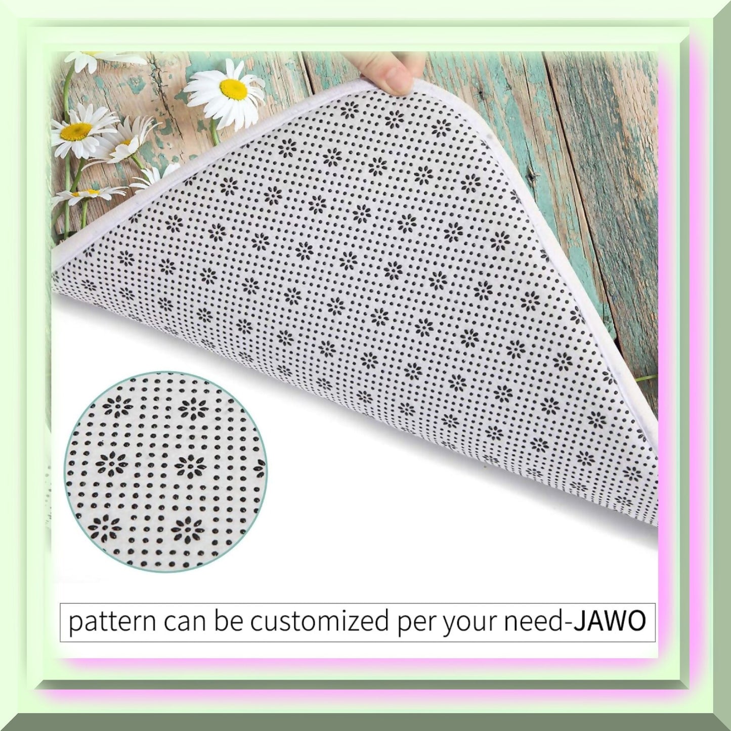 Western Horseshoe Daisy Bathroom Rug 17x29 Inches