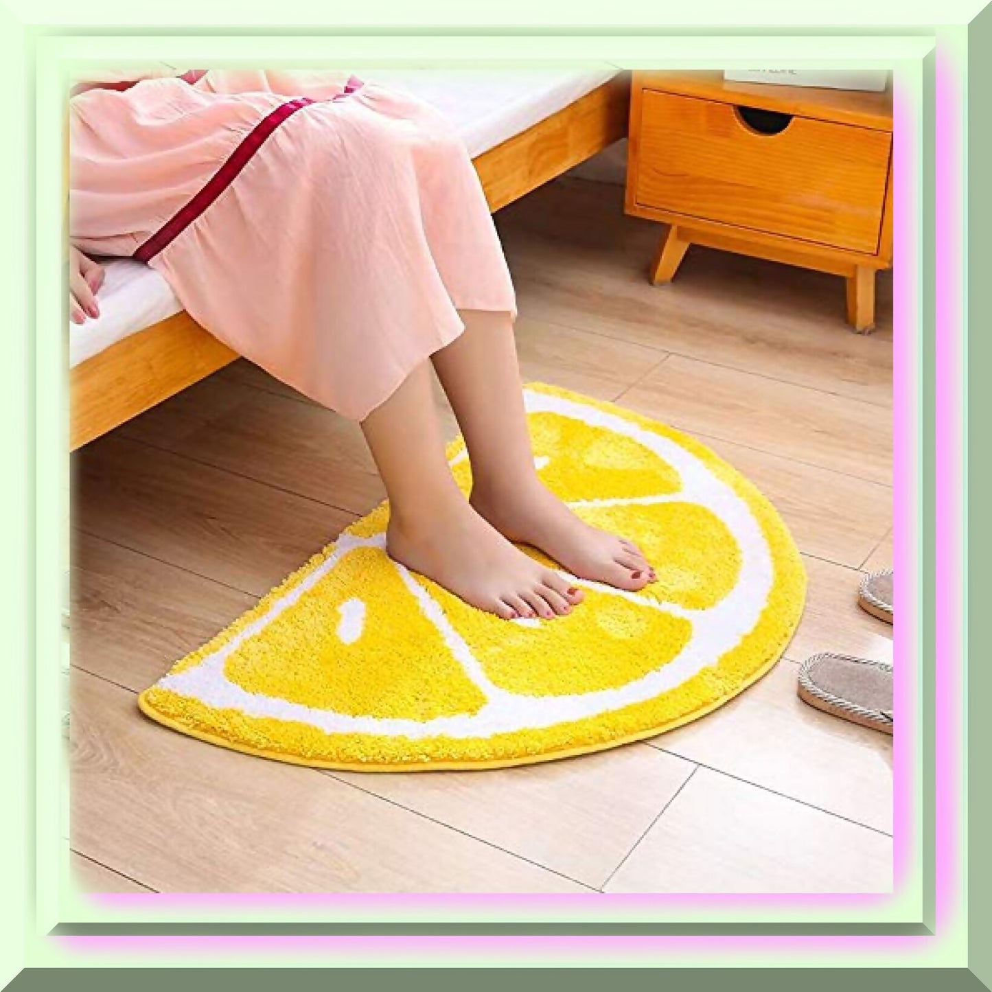 Rainbow/Lemon Rug Carpet Non-Slip Water Absorption 17.7x25.6cm