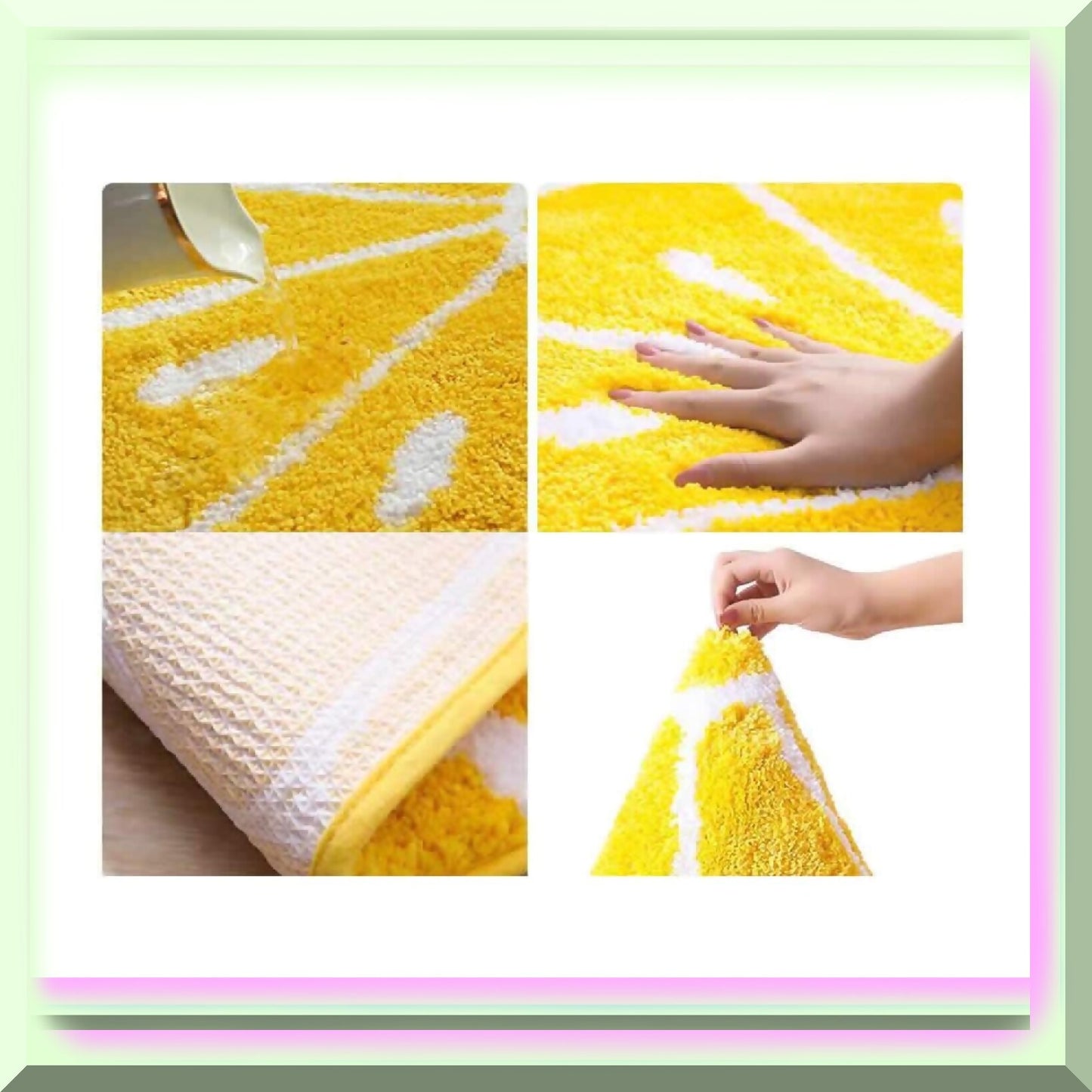 Rainbow/Lemon Rug Carpet Non-Slip Water Absorption 17.7x25.6cm
