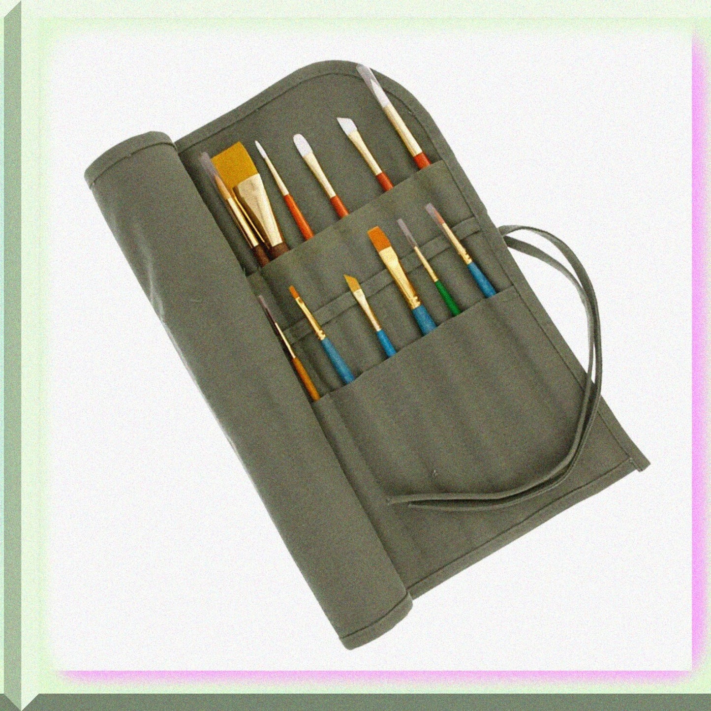 Canvas Paint Brush Holder Storage Organizer Roll-Up Case Bag