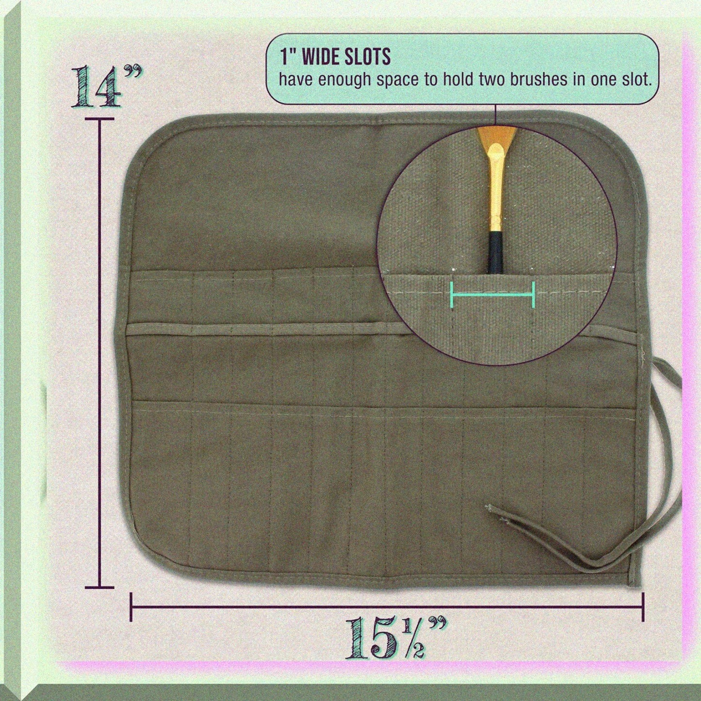 Canvas Paint Brush Holder Storage Organizer Roll-Up Case Bag