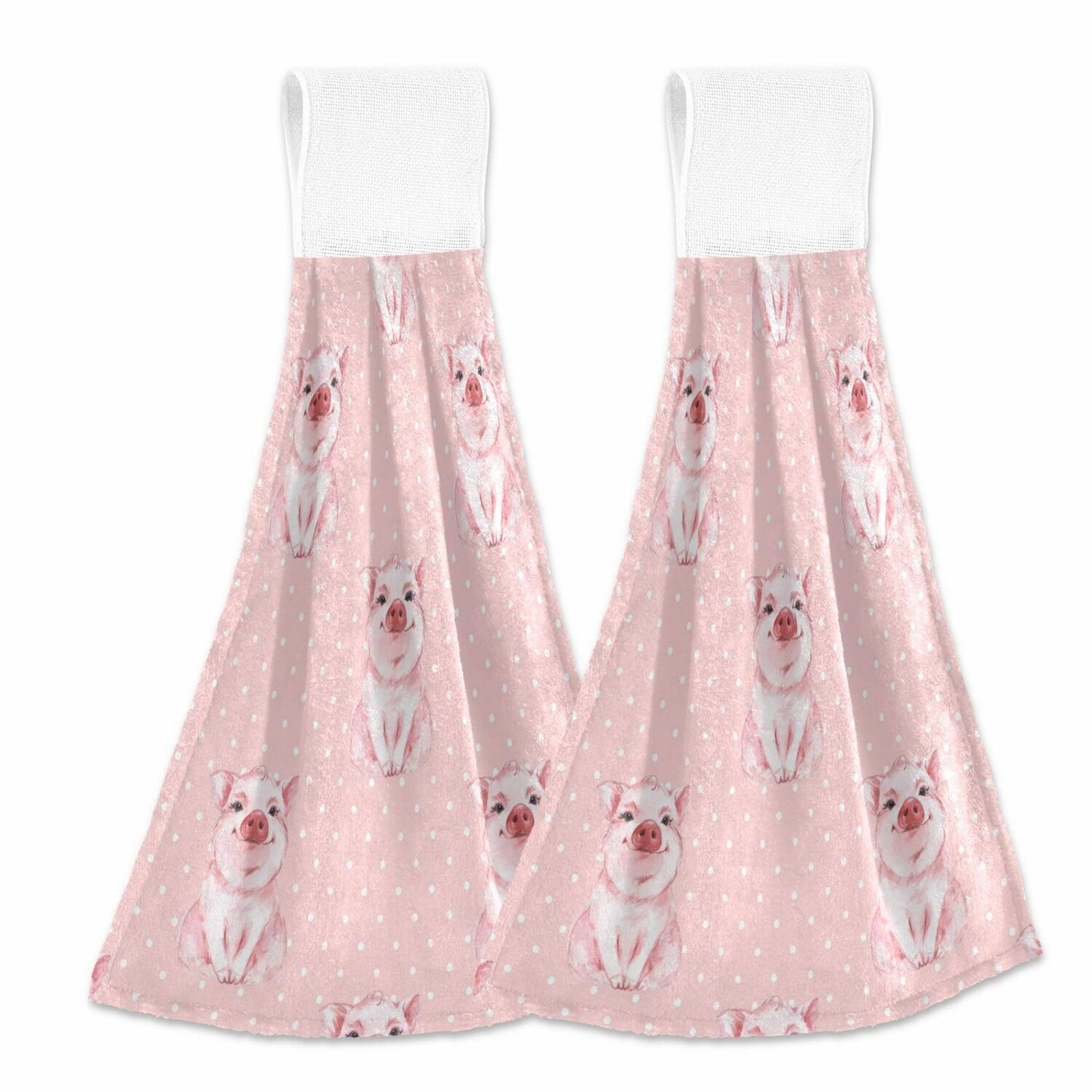 Pink Pig Kitchen Towels Set of 2 12x17 in