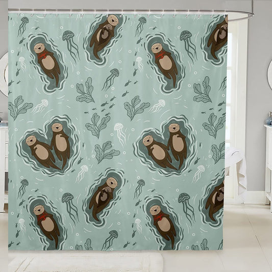 Cartoon Otters Boys Shower Curtain 72"x78"