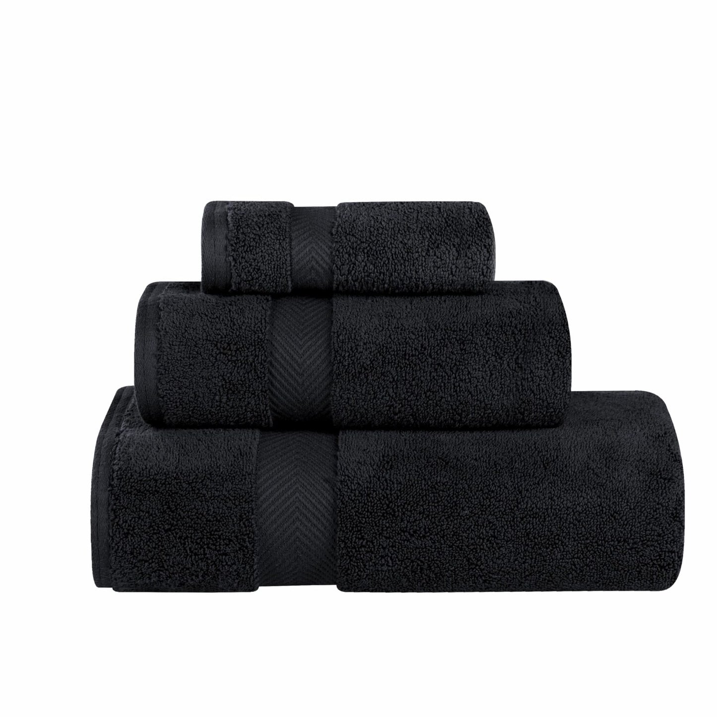 Zero Twist Cotton Towel Set 3-Piece Black