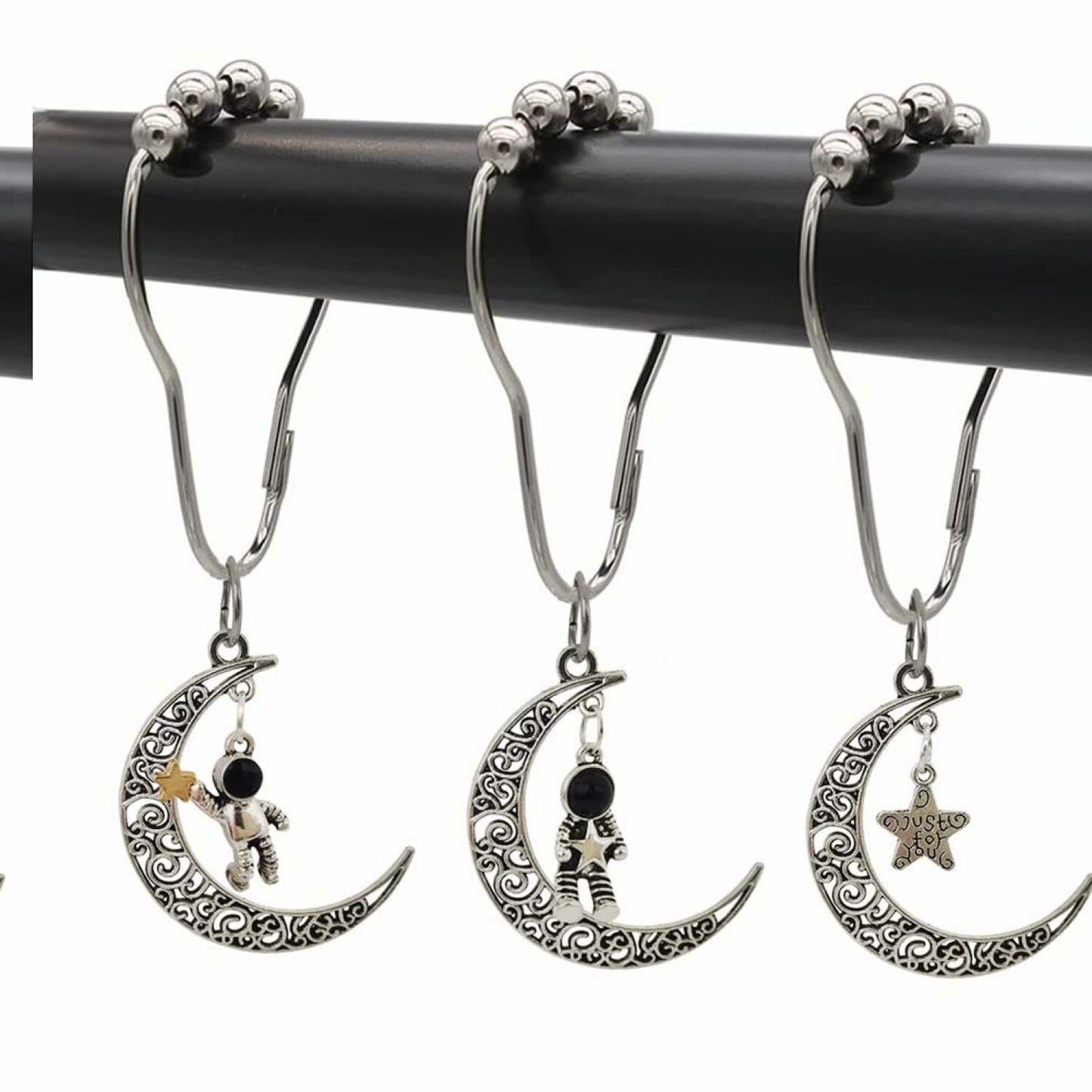 Astronaut Shower Curtain Hooks Set of 12