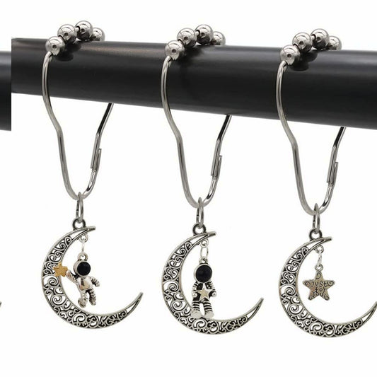 Astronaut Shower Curtain Hooks Set of 12