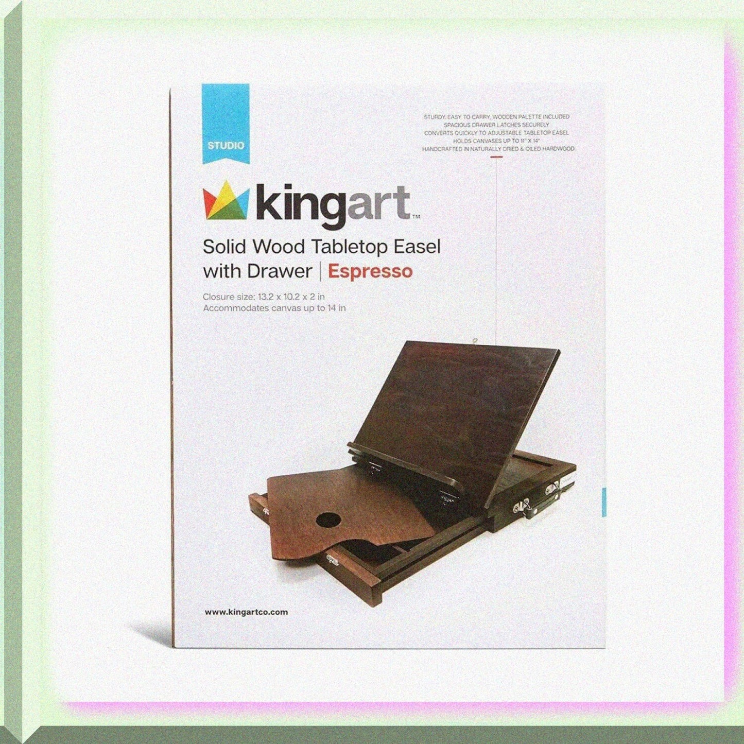 Adjustable Wood Tabletop Easel with Storage Drawer and Paint Palette