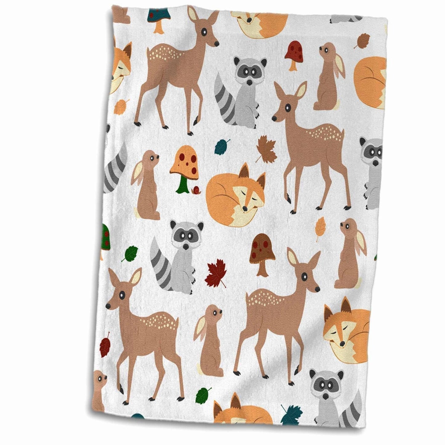 3D Rose Woodland Animals Hand Towel 15" x 22"