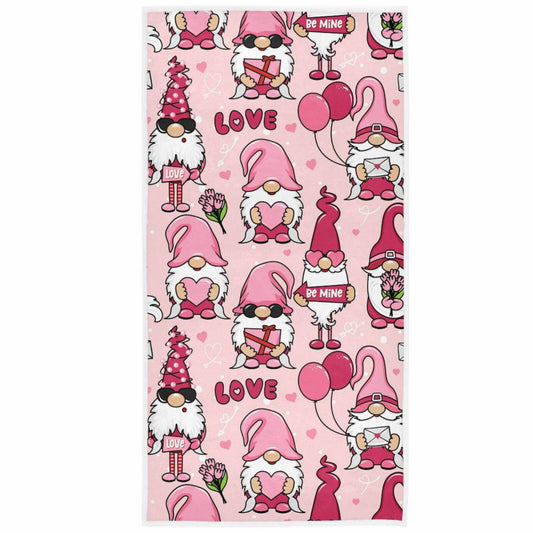 Pink Gnome Couples Hand Towels 16x30 in