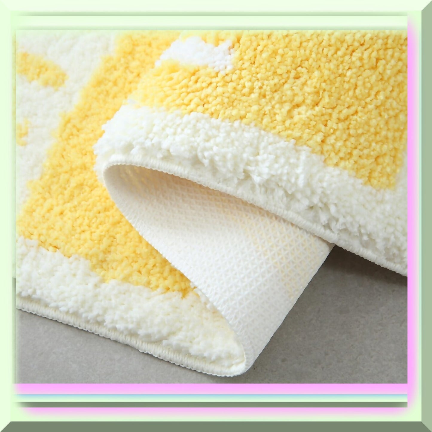 Semicircle Soft Plush Bath Mat Yellow