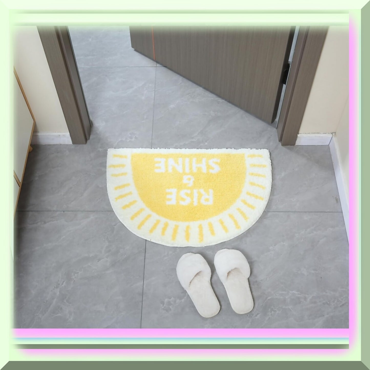 Semicircle Soft Plush Bath Mat Yellow
