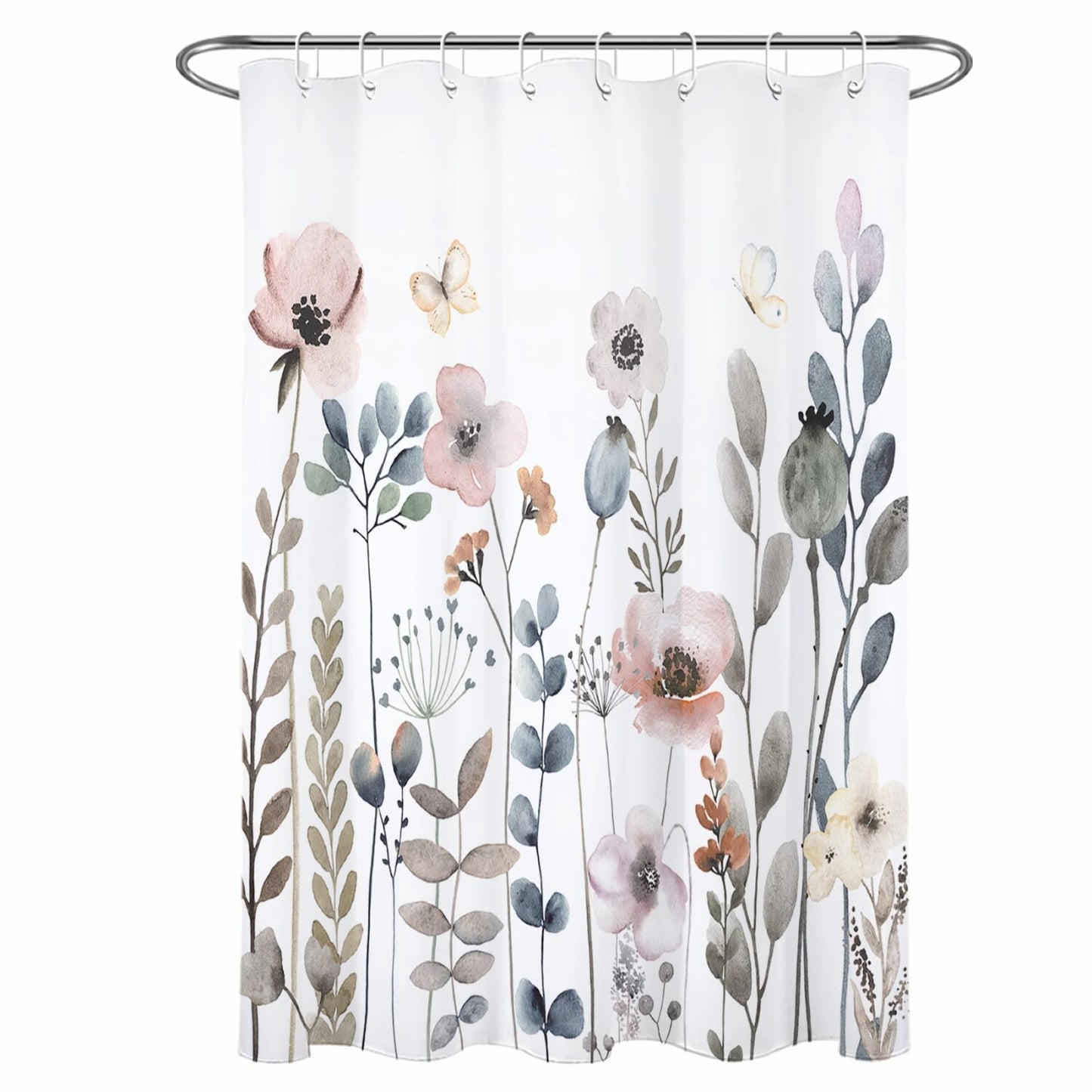 Boho Floral Shower Curtain 48x70 Inch Polyester