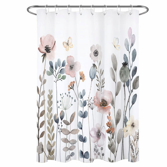 Boho Floral Shower Curtain 48x70 Inch Polyester