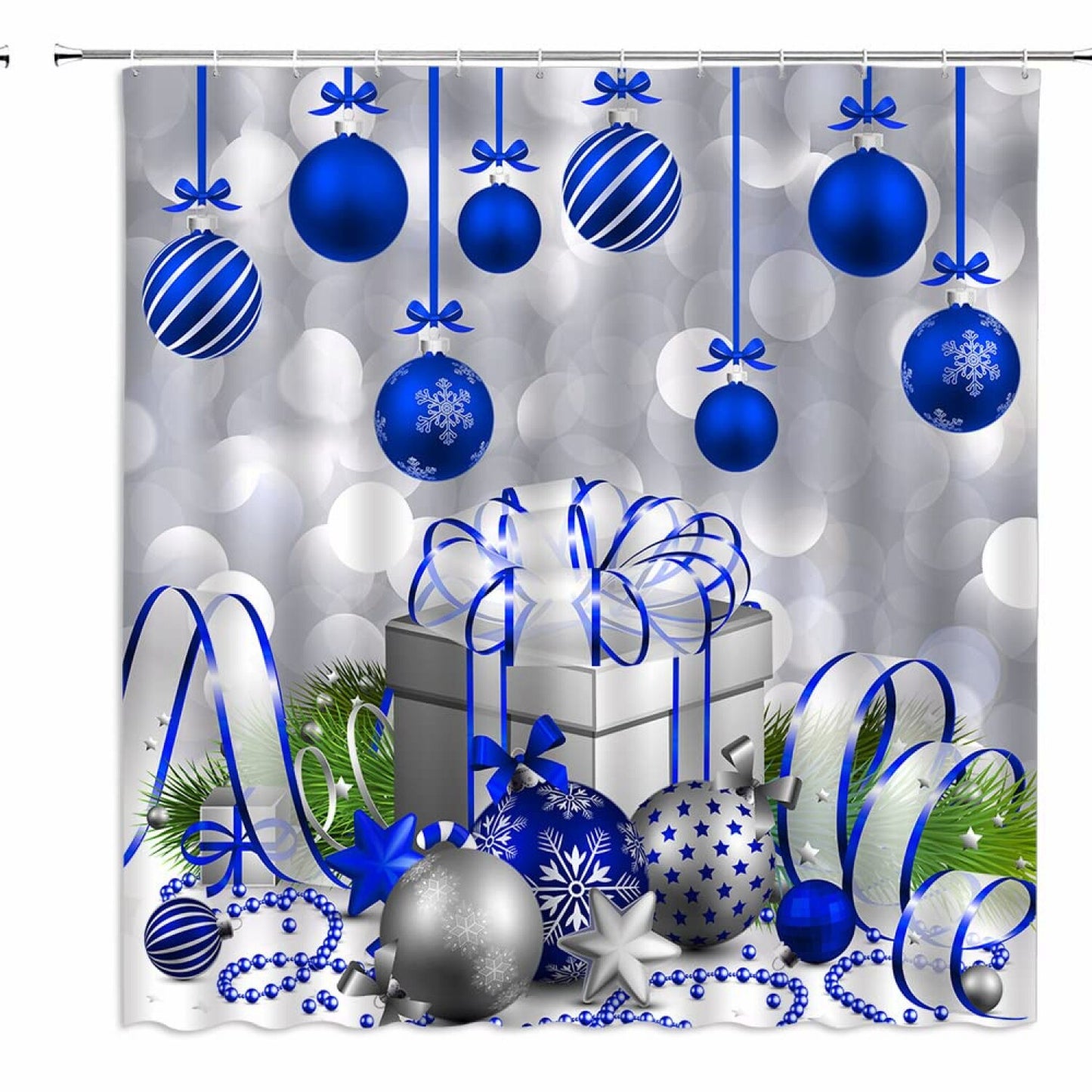 Blue Balls Holiday Shower Curtain 70" x 70"