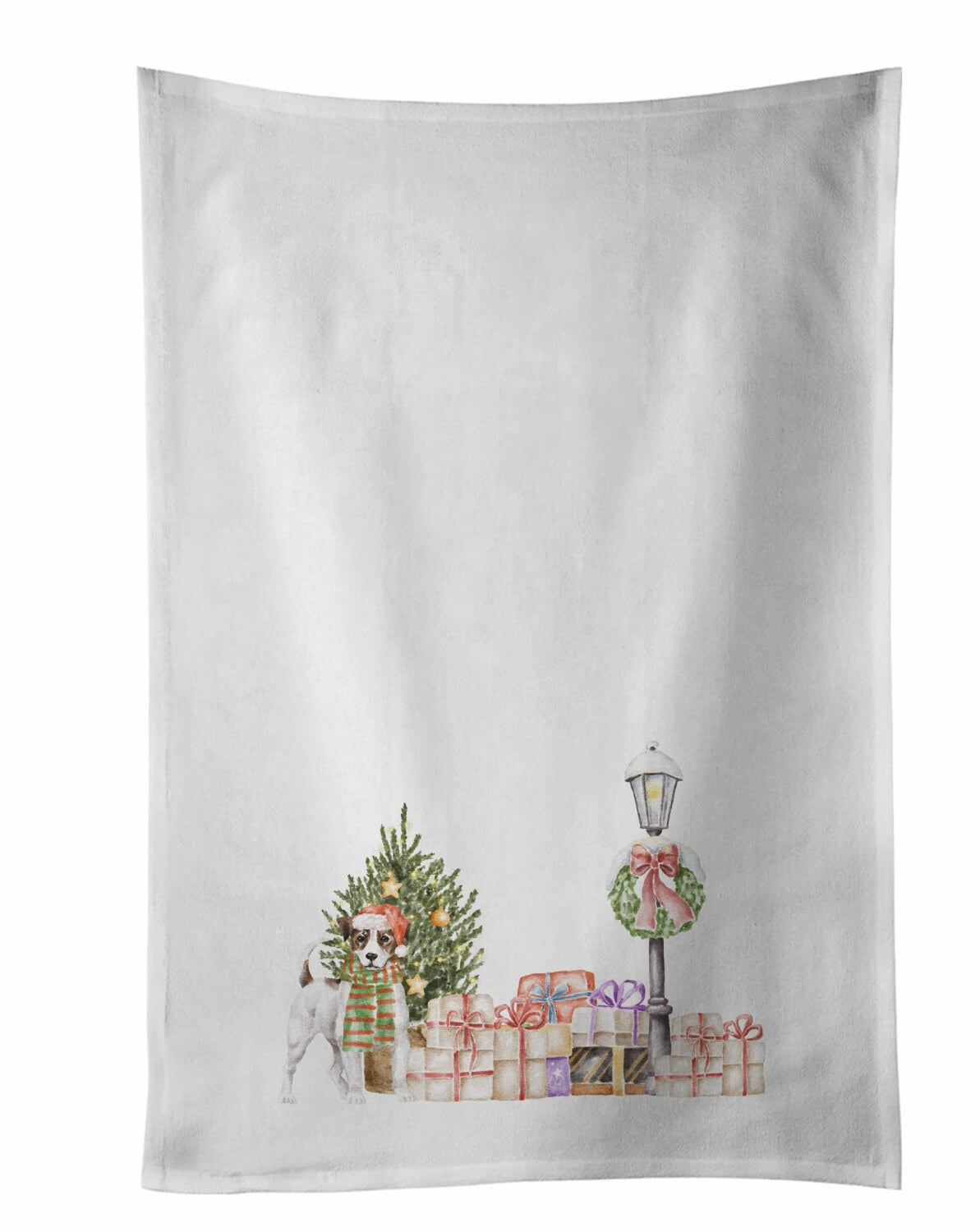 Jack Russell Terrier White Kitchen Towel Set of 2