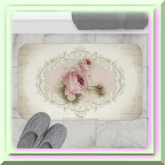 Pink Rose Shabby Chic Indoor Bath Mat 20x32 inch