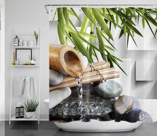 Bamboo Shower Curtain 72x72 Inches Waterproof Fabric