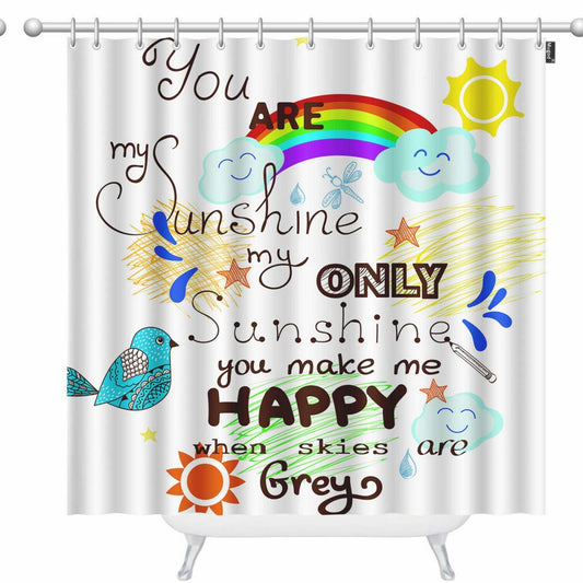 My Sunshine Bird Cloud Rainbow Shower Curtain 60x72 Inches