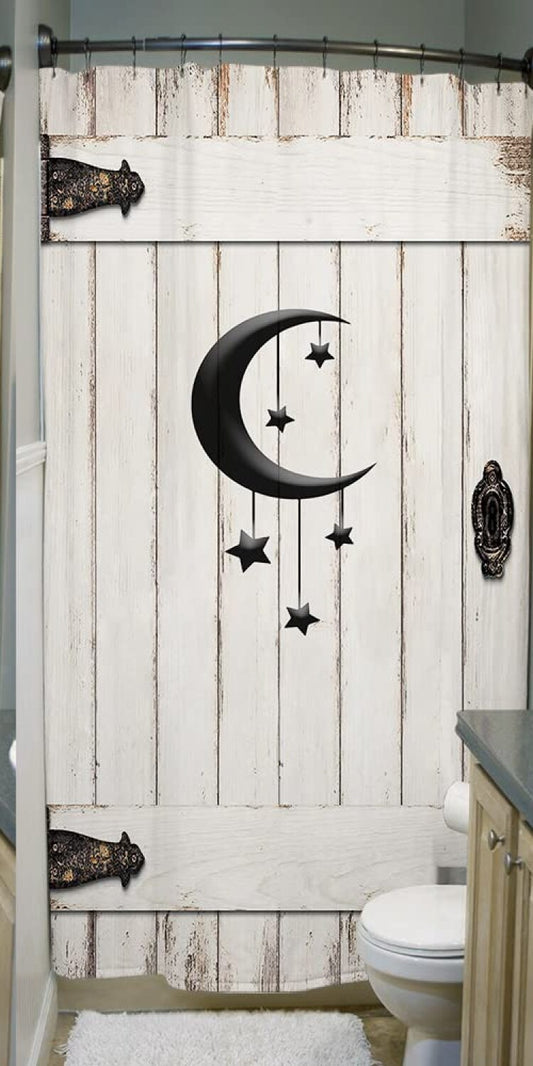 Country Barn Door Shower Curtain 36x72 White Wood