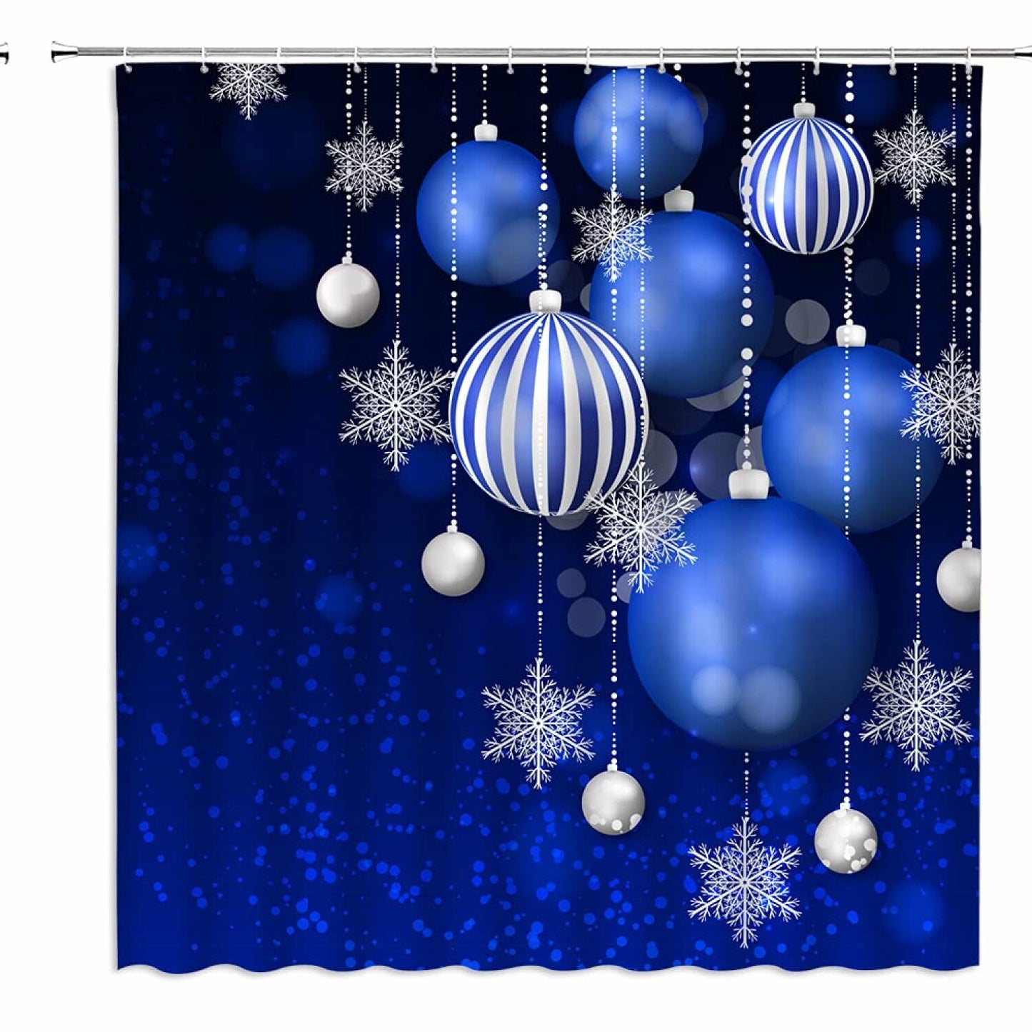 Blue Snowflake Holiday Shower Curtain 70" x 70"