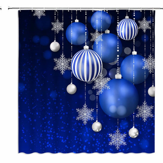 Blue Snowflake Holiday Shower Curtain 70" x 70"