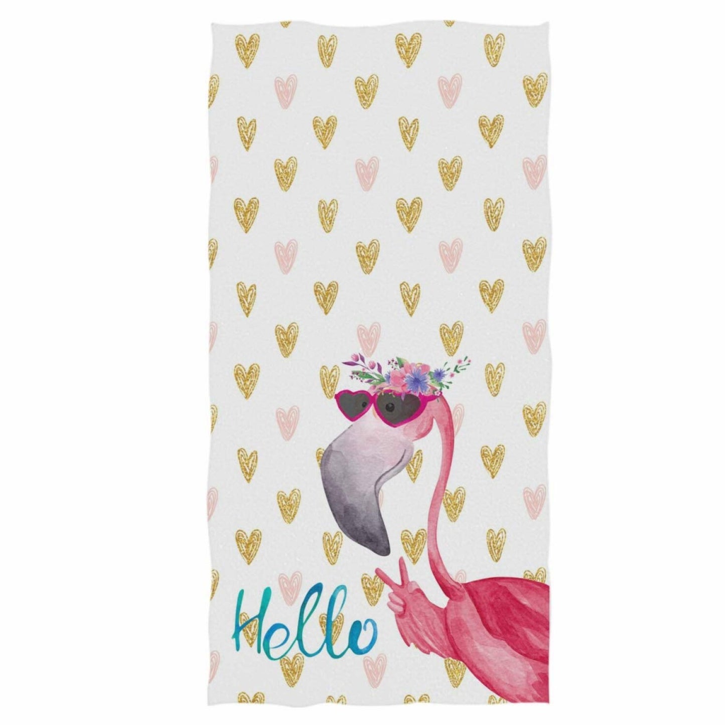 Hello Tropical Flamingo Pink Hand Towels 16x30 in