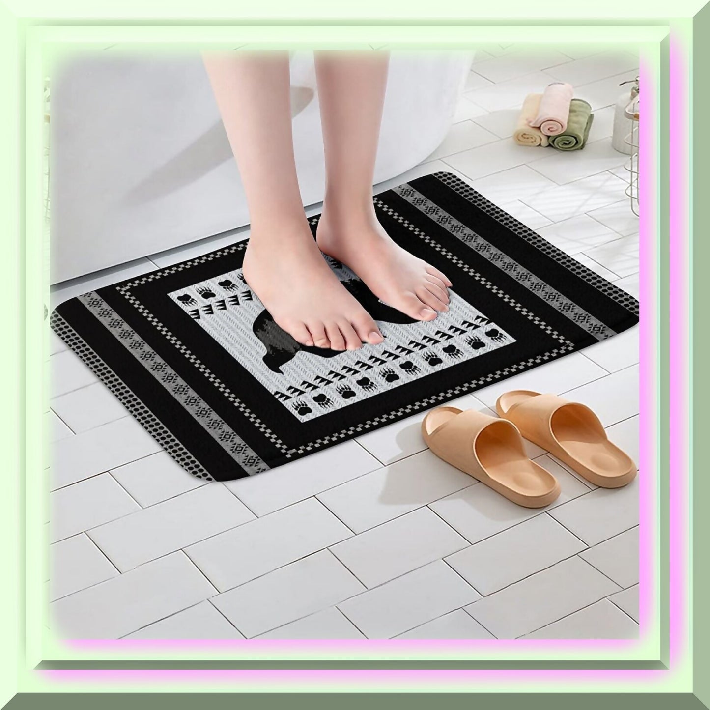 Bear Farmhouse Microfiber Bath Rug 20"x32"