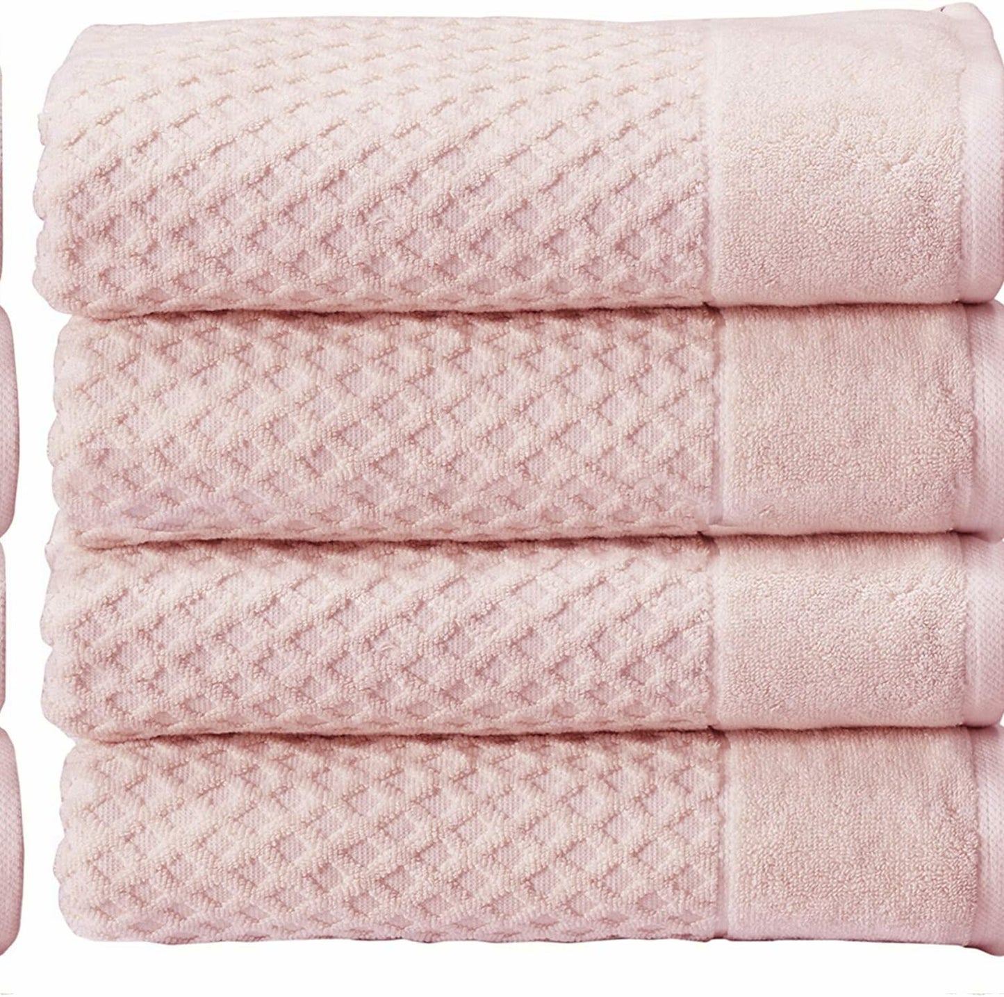 Diamond 100% Cotton Bath Towels Pink 4 Pack