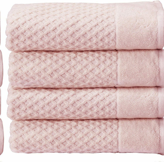 Diamond 100% Cotton Bath Towels Pink 4 Pack
