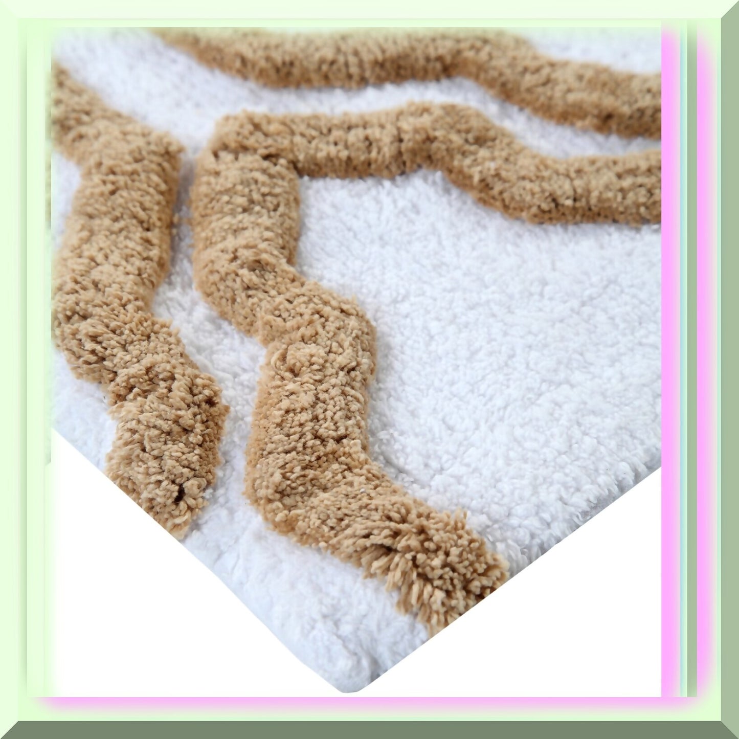 Cotton Bath Rug 34x21 Inch Ivory Beige Geometric